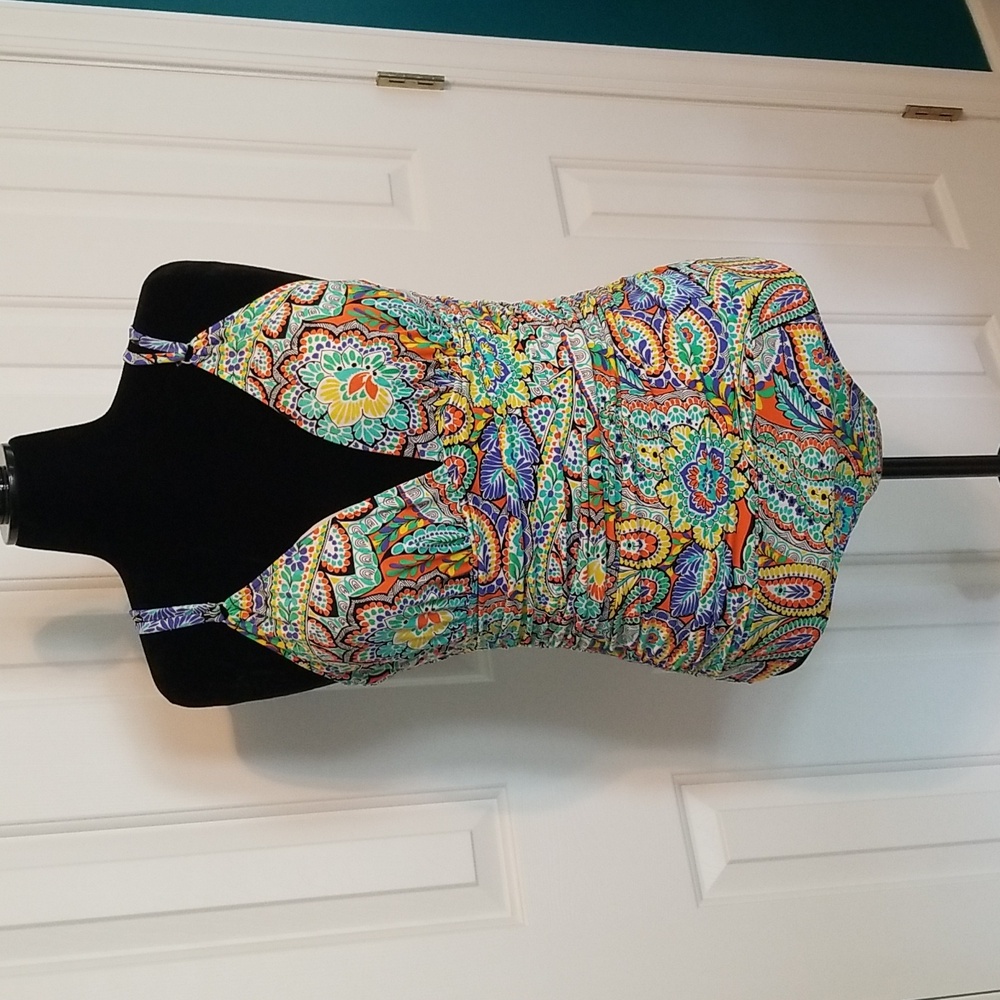 Colorful form-flattering bathing suit